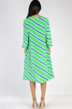 Harmonica Stripe Dress In Green By Anupamaa