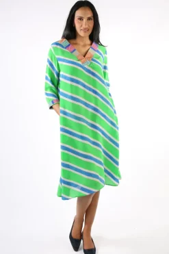 Harmonica Stripe Dress In Green By Anupamaa