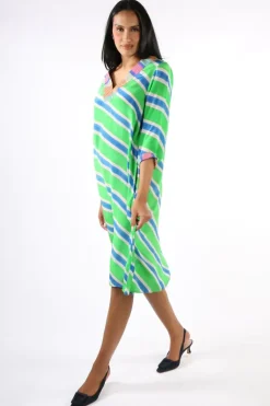Harmonica Stripe Dress In Green By Anupamaa