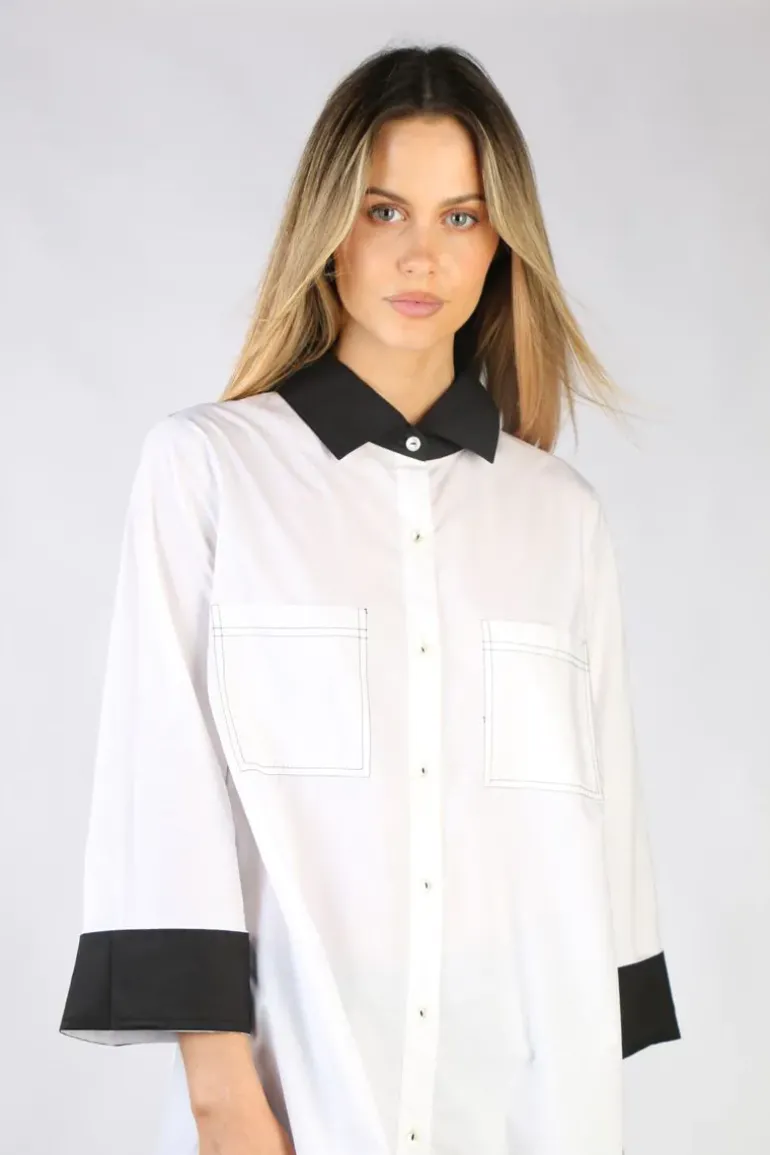 Harvey CB Shirt In White And Black