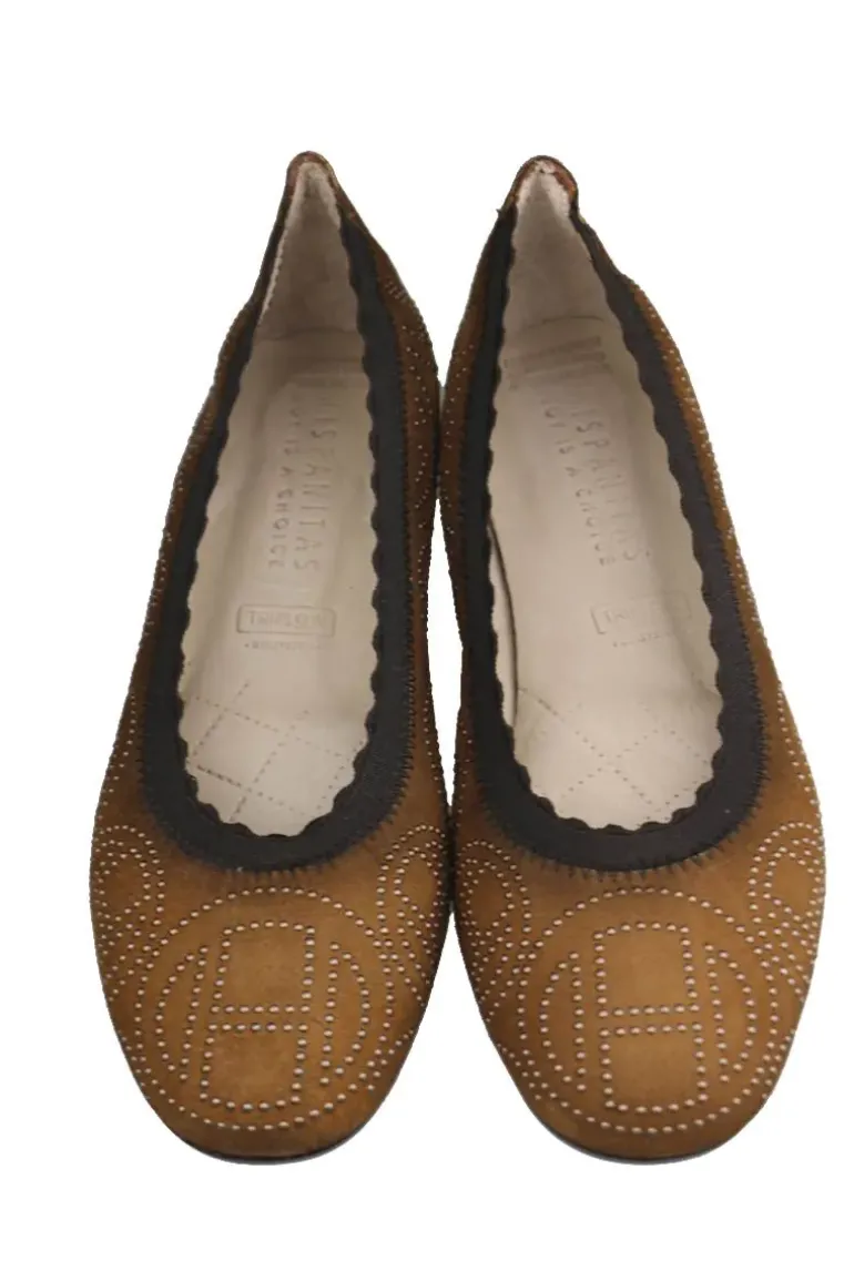 Hispanitas Stud Basil Ballet Pump In Tan