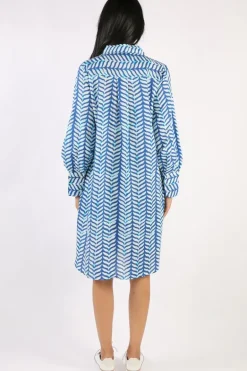 Holmes And Fallon Shibori Shirtmaker Dress In Blue