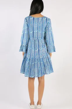 Holmes And Fallon Shibori Midi Dress In Blue
