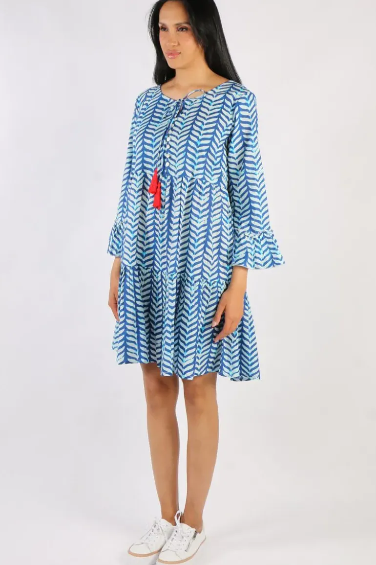 Holmes And Fallon Shibori Midi Dress In Blue
