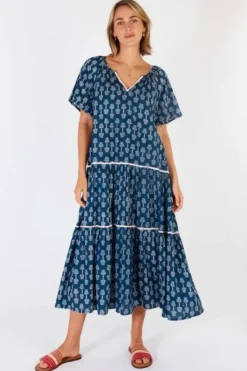 Ibisa Calgary Midi Dress In Navy