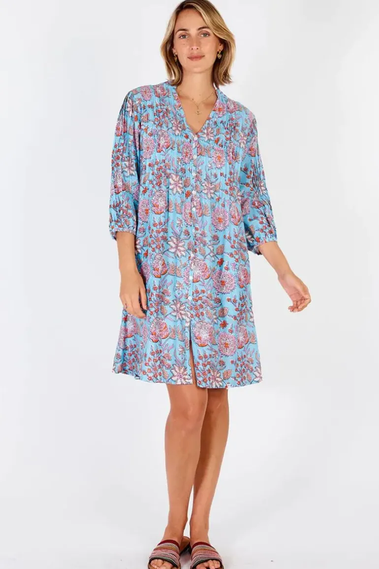 Ibisa Cancun Printed Dress In Lagoon