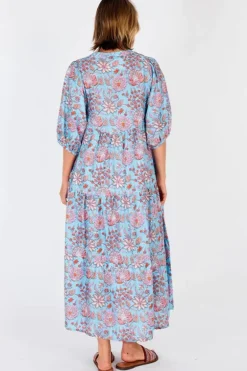 Ibisa Cancun Printed Maxi Dress In Lagoon