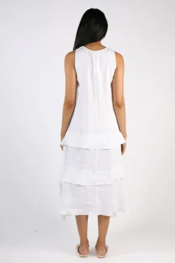 Illium Sleeveless Ruffle Dress In White