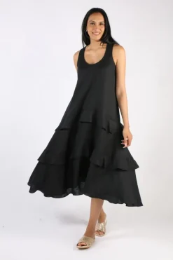 Illium Sleeveless Ruffle Dress In Black