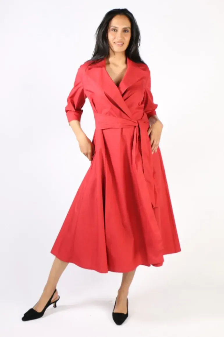 Illium Wrap Dress In Deep Red