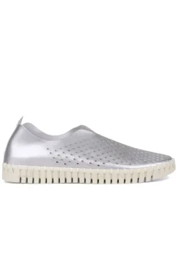 Ilse Jacobsen Tulip Flat In Metallic Silver