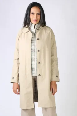 Indi & Cold Classic Gabardine Coat In Beige