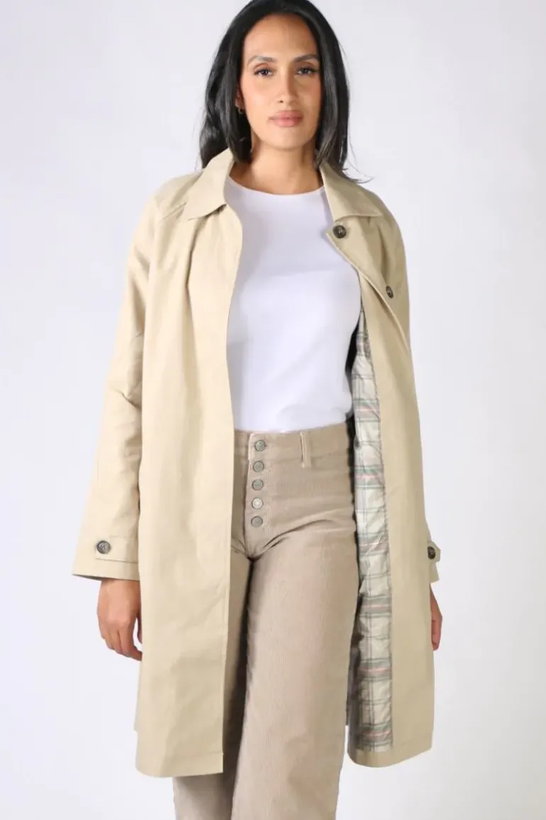 Indi & Cold Classic Gabardine Coat In Beige
