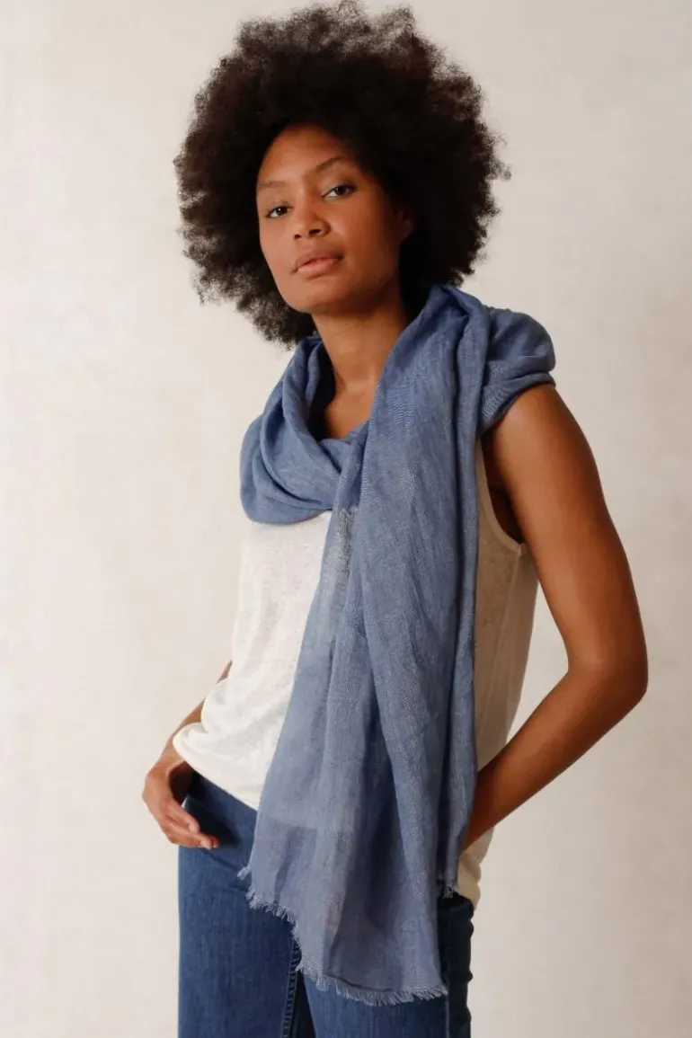 Indi & Cold Cotton Edged Scarf In Grey