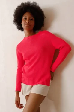 Indi & Cold Cotton Knit Sweater In Red