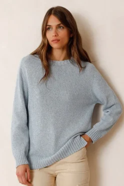 Indi & Cold Cotton Knit Sweater In Blue