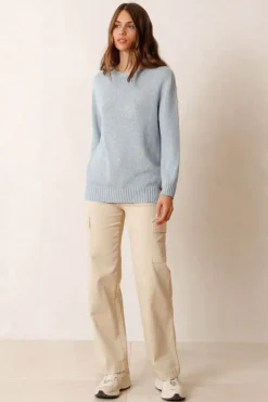 Indi & Cold Cotton Knit Sweater In Blue