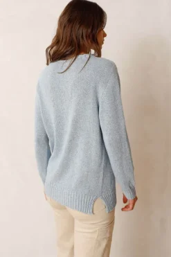 Indi & Cold Cotton Knit Sweater In Blue