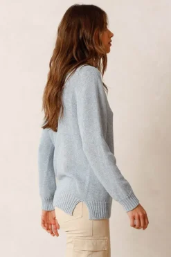 Indi & Cold Cotton Knit Sweater In Blue