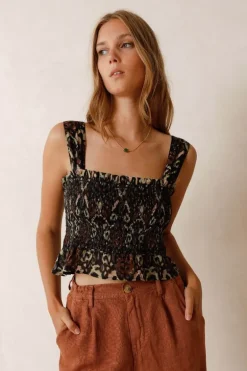 Indi & Cold Elastic Crop Top In Black
