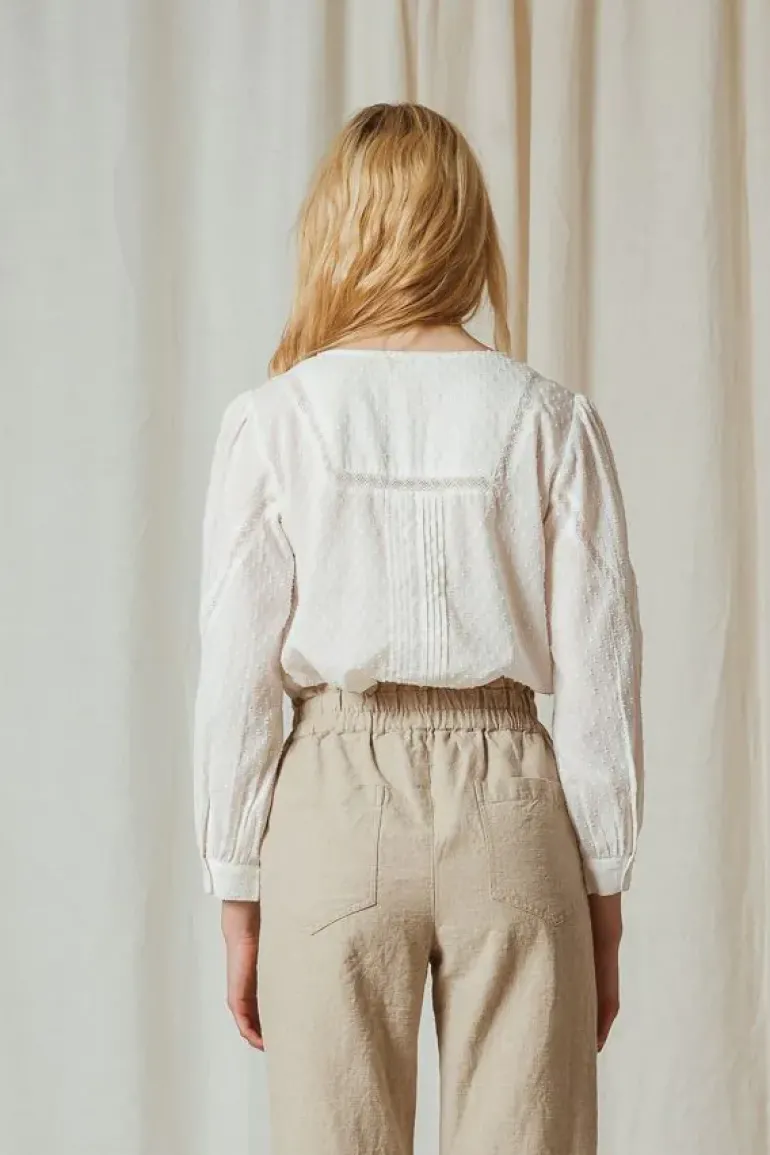 Indi & Cold Hailspot And Lace Top In White