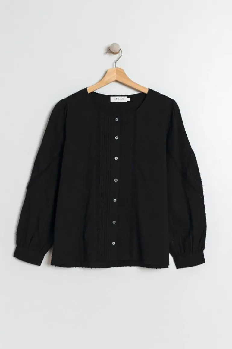 Indi & Cold Hailspot And Lace Top In Black