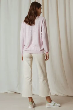 Indi & Cold Linen Contrast Knit Jumper In Pink