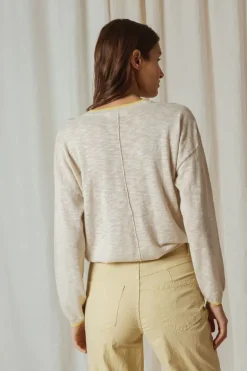 Indi & Cold Linen Contrast Knit Jumper In Natural