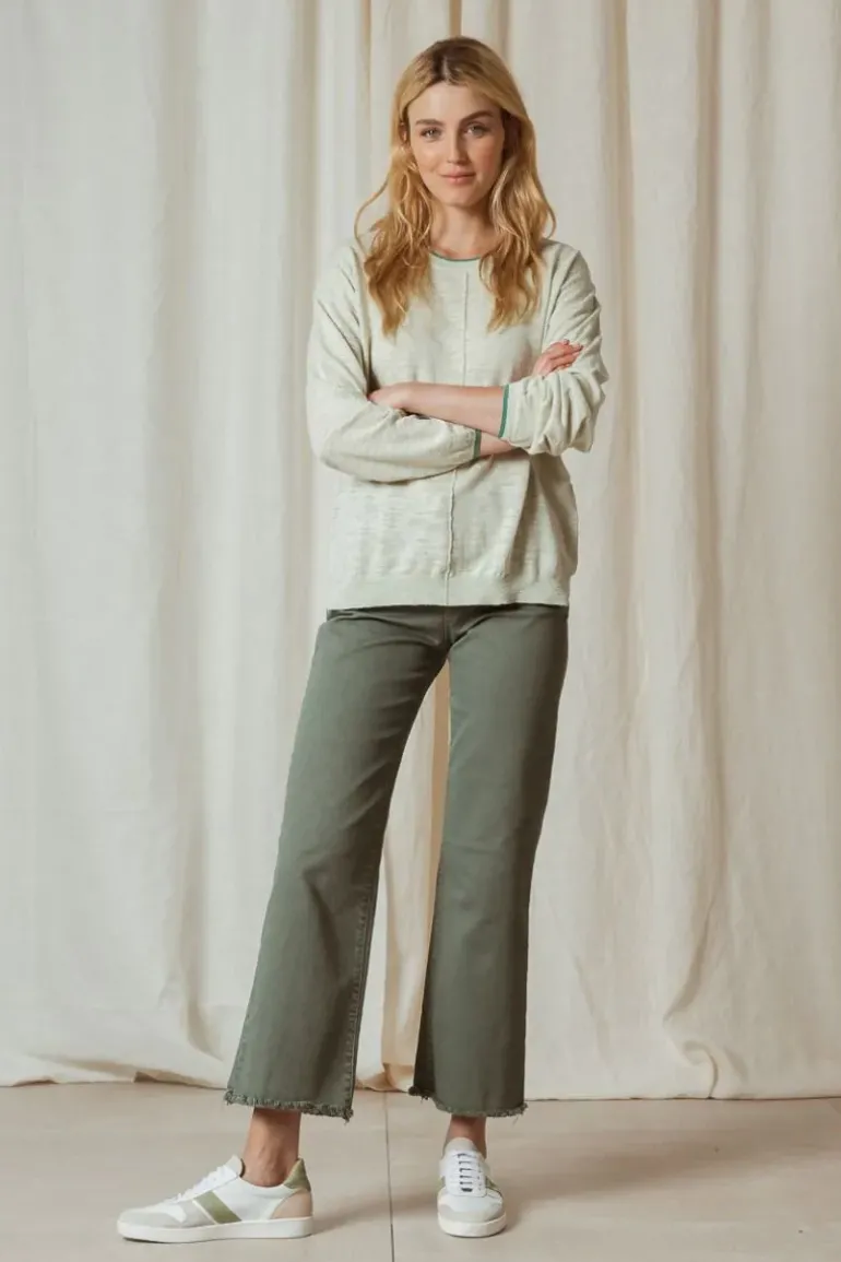 Indi & Cold Linen Contrast Knit Jumper In Mint
