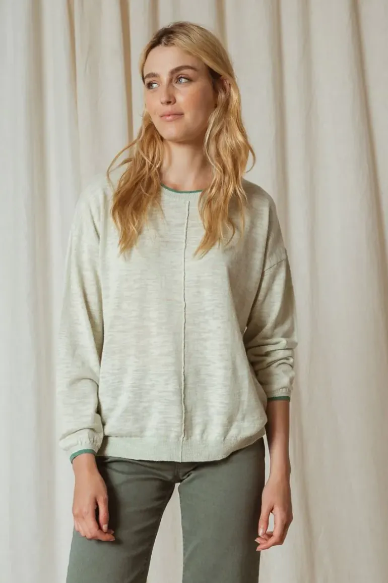 Indi & Cold Linen Contrast Knit Jumper In Mint