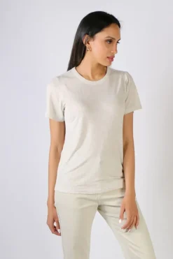 Indi & Cold Melange Linen Tee In Natural