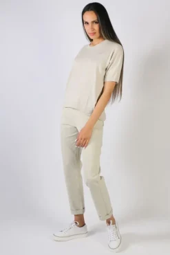 Indi & Cold Short Sleeved Jumper In Natural