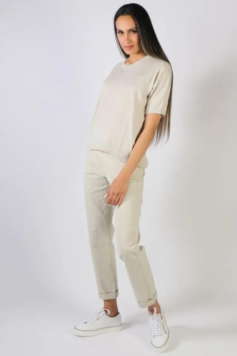 Indi & Cold Short Sleeved Jumper In Natural