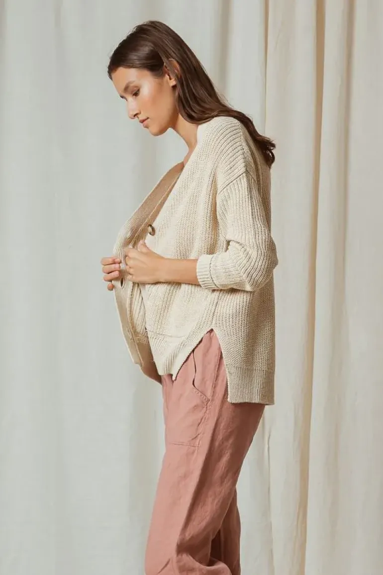 Indi & Cold Slouch Cardi In Natural