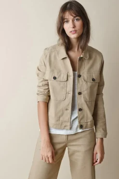Indi & Cold Twill Cropped Jacket In Camel