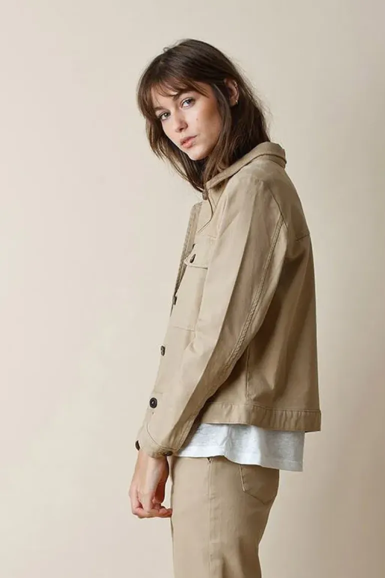 Indi & Cold Twill Cropped Jacket In Camel