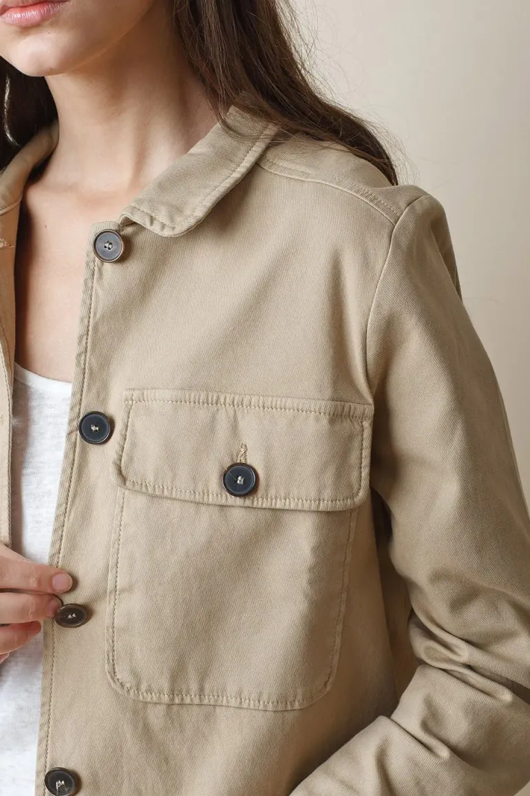 Indi & Cold Twill Cropped Jacket In Camel