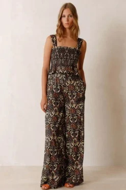 Indi & Cold Wide Leg Ethnic Pant In Black