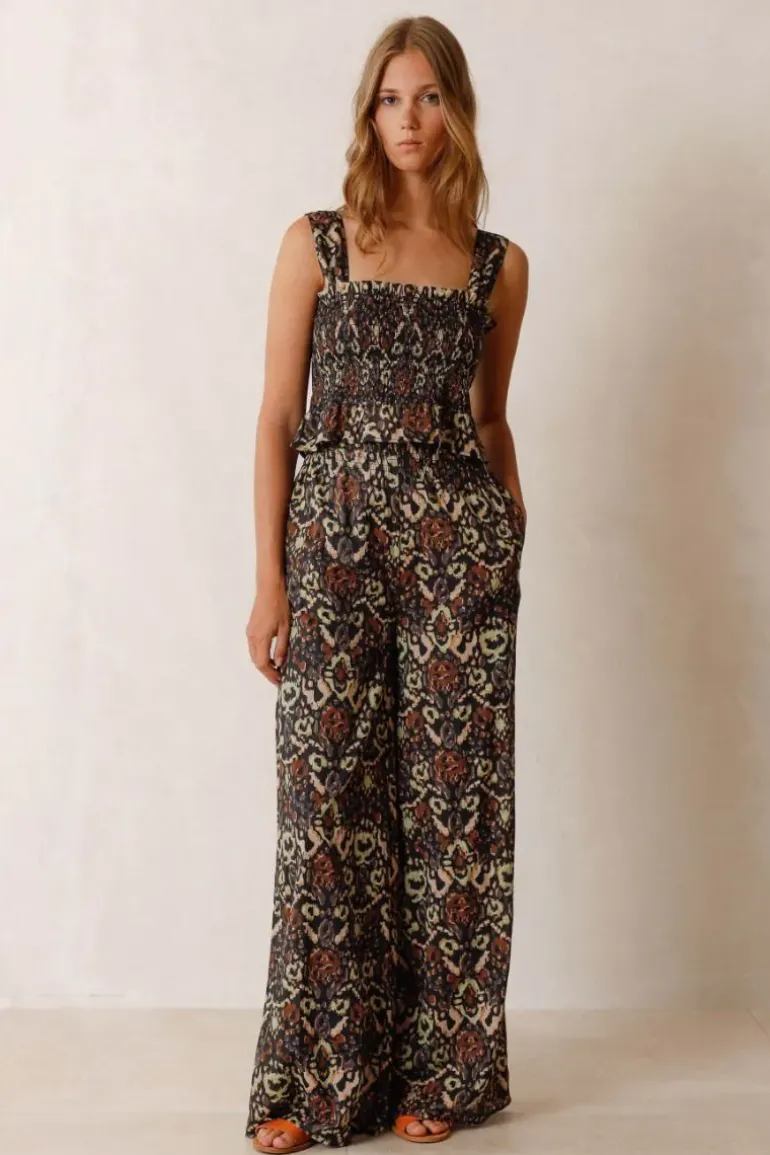 Indi & Cold Wide Leg Ethnic Pant In Black