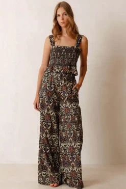Indi & Cold Wide Leg Ethnic Pant In Black