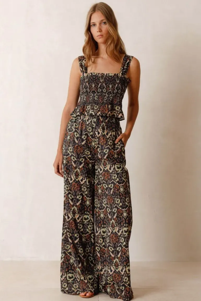 Indi & Cold Wide Leg Ethnic Pant In Black