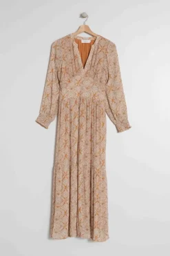 Indi And Cold Ethnic Print Maxi Dress In Saffron