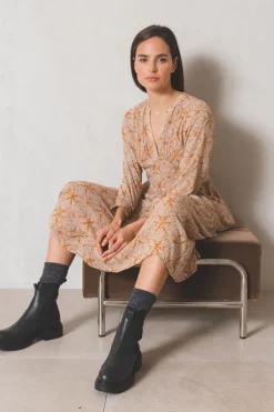 Indi And Cold Ethnic Print Maxi Dress In Saffron
