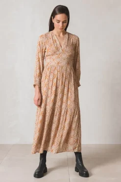 Indi And Cold Ethnic Print Maxi Dress In Saffron
