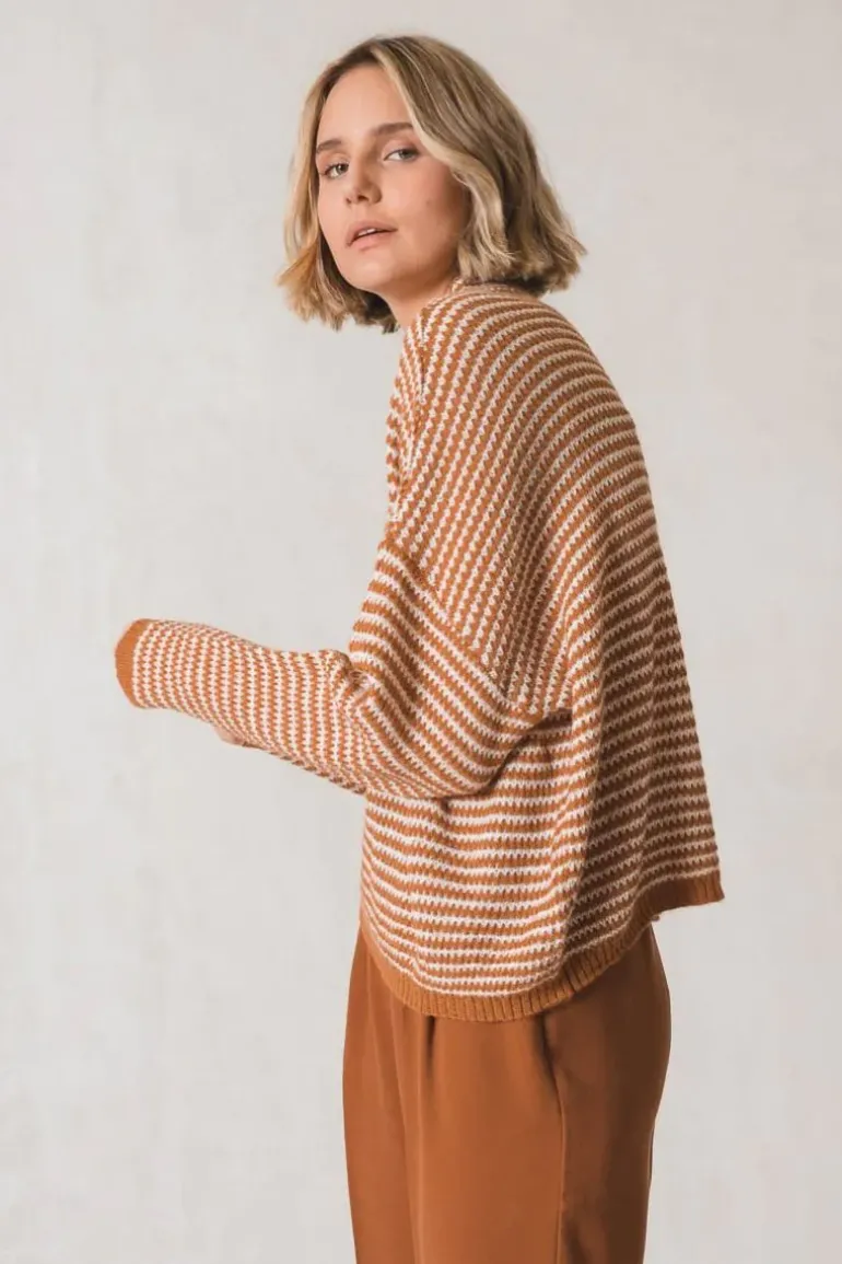 Indi And Cold Perkins Stripe Jumper In Tan