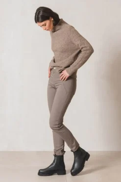 Indi And Cold Raised Collar Jumper In Taupe