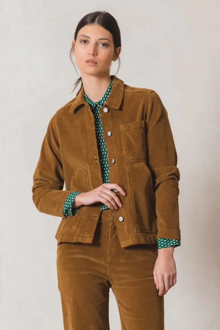 Indi And Cold Retro Micro Corduroy Jacket In Tan