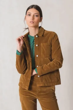 Indi And Cold Retro Micro Corduroy Jacket In Tan