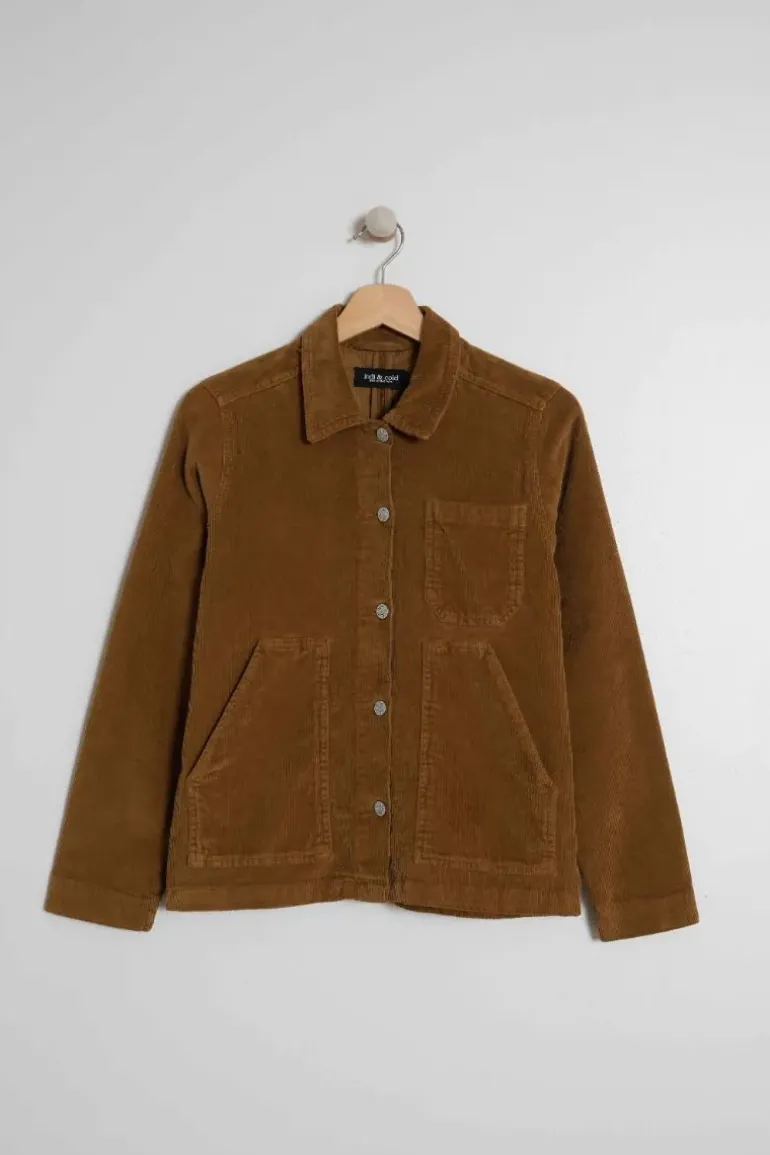 Indi And Cold Retro Micro Corduroy Jacket In Tan