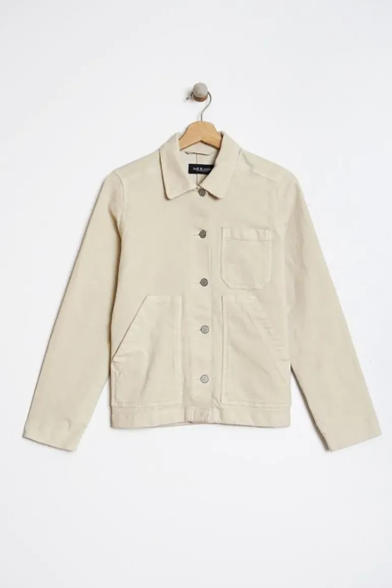 Indi And Cold Retro Micro Corduroy Jacket In Cream